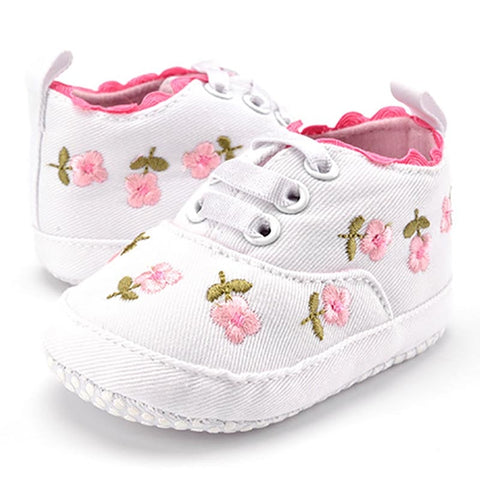 Baby Girl Shoes White Lace Flower Embroidered